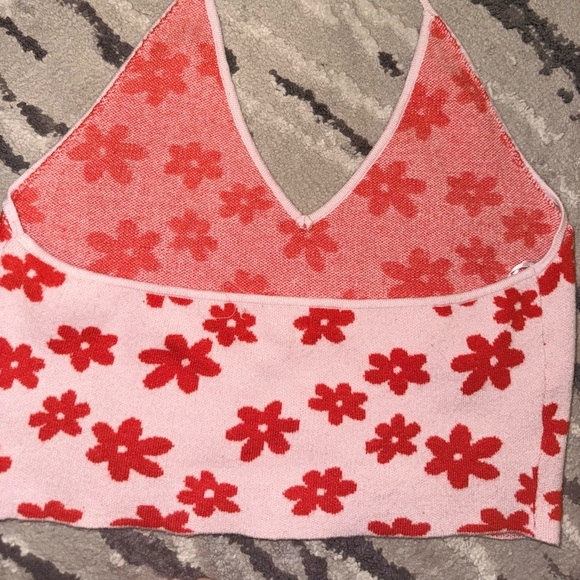 L.A. Hearts Pink Red Malibu Barbie Valentines Halter Knit Tank Crop Top Medium - Picture 5 of 8